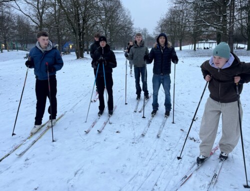 Üben für die Skifahrt